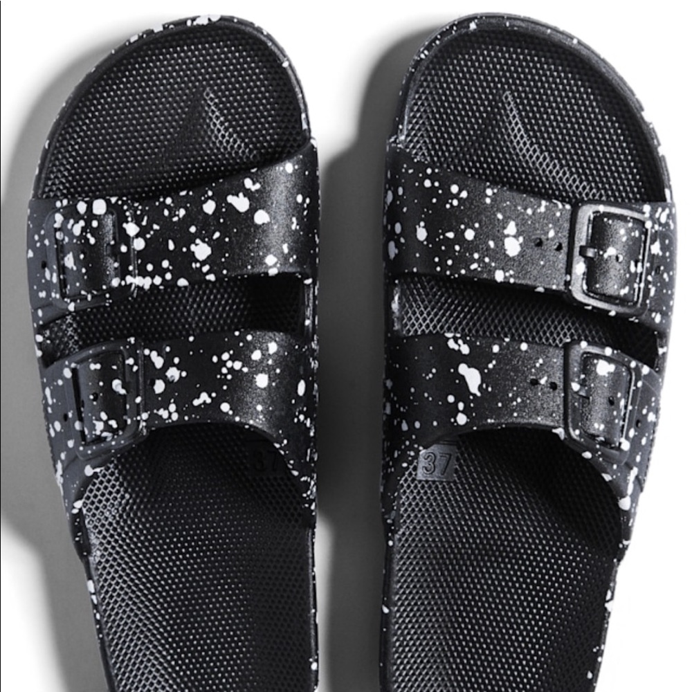 Freedom Moses Black Splatter Sandals
